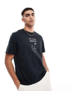 Jack & Jones Oversize T-shirt With Picasso Print In Black For Men -Men Style Shop 207603611 2