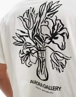 Jack & Jones Oversized Cropped T-shirt With Floral Back Print In White For Men Egret -Men Style Shop 207603806 3