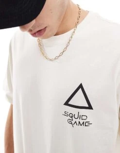 Jack & Jones Squid Games Oversized T-shirt With Back Print In Beige For Men Antique White -Men Style Shop 207603830 3