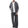 Jack & Jones Oversize Zip Hoodie In Grey For Men Castle Rock -Men Style Shop 207633641 1 castlerock