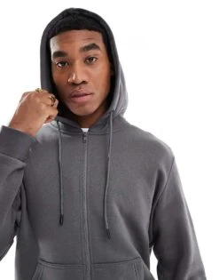 Jack & Jones Oversize Zip Hoodie In Grey For Men Castle Rock -Men Style Shop 207633641 4