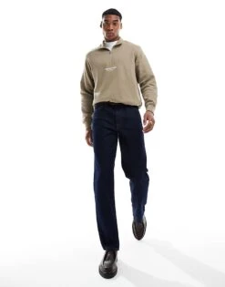 Jack & Jones 1/4 Zip Sweat With Logo In Sage For Men Silver Sage -Men Style Shop 207658607 3