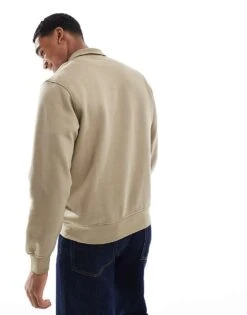 Jack & Jones 1/4 Zip Sweat With Logo In Sage For Men Silver Sage -Men Style Shop 207658607 4