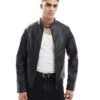Jack & Jones Faux Leather Racer Jacket In Black For Men -Men Style Shop 207658906 1 black