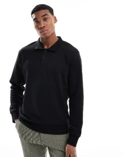 Jack & Jones Polo Sweat In Black For Men