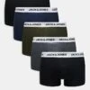 Jack & Jones 5 Pack Logo Trunks In Dark Colours For Men Grey Khaki Navy -Men Style Shop 207717044 1 greykhakinavy
