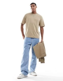 Jack & Jones Oversized T-shirt In Beige For Men Coriander -Men Style Shop 207764202 4