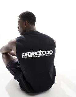 Jack & Jones Oversized Vest In Black With Backprint For Men -Men Style Shop 207766424 1 black 1