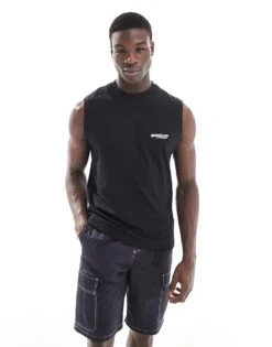 Jack & Jones Oversized Vest In Black With Backprint For Men -Men Style Shop 207766424 4