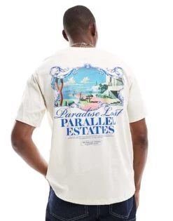 Jack & Jones Oversized T-shirt With Scenic Backprint In Cream For Men Antique White -Men Style Shop 207766561 1 antiquewhite 1