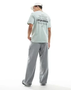 Jack & Jones Oversized T-shirt With Back Print In Light Green For Men Aqua Gray -Men Style Shop 207766583 3