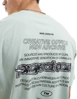 Jack & Jones Oversized T-shirt With Back Print In Light Green For Men Aqua Gray -Men Style Shop 207766583 4