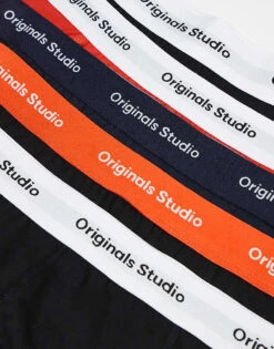 Jack & Jones 5 Pack Trunks In Navy Orange Mix With Originals Logo For Men Black -Men Style Shop 207766644 3