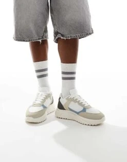 Jack & Jones Runner Trainer In Beige Blue White For Men Moonbeam -Men Style Shop 207766660 1 moonbeam 1