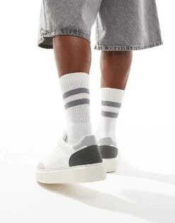 Jack & Jones Suede Mix Trainer In White With Blue For Men White/vapor Blue -Men Style Shop 207766769 3