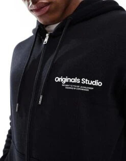 Jack & Jones Oversized Zip Up Hoodie In Black For Men -Men Style Shop 207766782 3