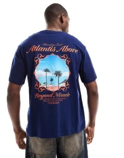 Jack & Jones Oversized T-shirt With Scenic Backprint In Navy For Men Ocean Cavern -Men Style Shop 207766783 1 oceancavern 1