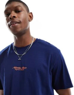 Jack & Jones Oversized T-shirt With Scenic Backprint In Navy For Men Ocean Cavern -Men Style Shop 207766783 2