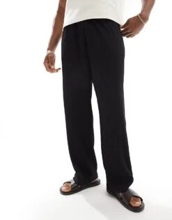 Jack & Jones Loose Fit Plisse Jogger In Black For Men -Men Style Shop 207766820 1 black 1