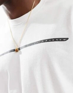Jack & Jones Oversized T-shirt With Chest Stripe Logo In White For Men Bright White -Men Style Shop 207766960 2