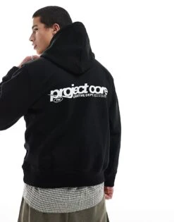 Jack & Jones Oversized Hoodie With Text Backprint In Black For Men