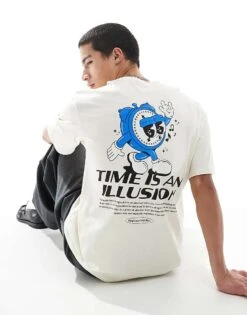 Jack & Jones Oversized T-shirt With Backprint In Cream For Men Antique White -Men Style Shop 207767228 1 antiquewhite 1