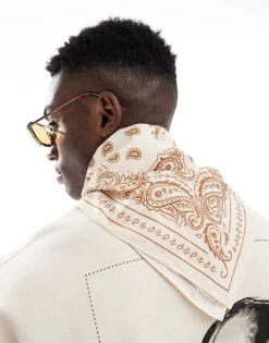 Jack & Jones Scarf In Cream Print For Men Antique White -Men Style Shop 207767265 3