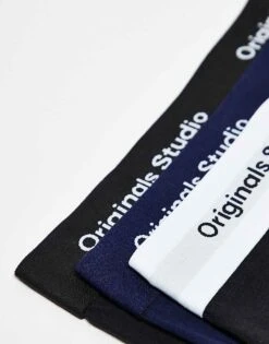 Jack & Jones 3 Pack Trunks In Navy Black With Originals Logo For Men Ocean Cavern -Men Style Shop 207767282 3