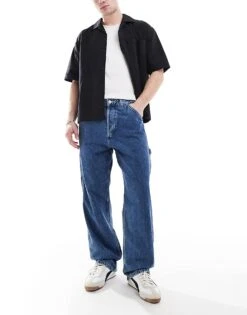 Jack & Jones Alex Baggy Carpenter Fit Jeans In Blue Wash For Men Blue Denim