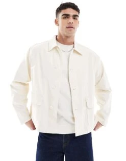 Jack & Jones Coach Jacket With Pockets In Off White For Men Antique White