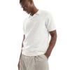 Jack & Jones Premium Split Neck Boucle Texture Polo Shirt In White For Men Cloud Dancer