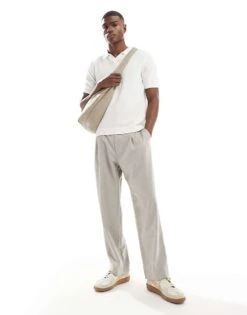 Jack & Jones Premium Split Neck Boucle Texture Polo Shirt In White For Men Cloud Dancer -Men Style Shop 207767757 3