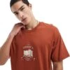 Jack & Jones Oversized T-shirt With Chest Print In Terracotta For Men Arabian Spice -Men Style Shop 207767851 1 arabianspice