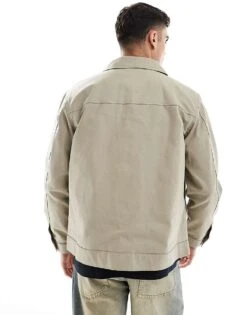 Jack & Jones Oversized Harrington Jacket In Cream For Men Silver Sage -Men Style Shop 207767995 3