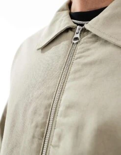 Jack & Jones Oversized Harrington Jacket In Cream For Men Silver Sage -Men Style Shop 207767995 4