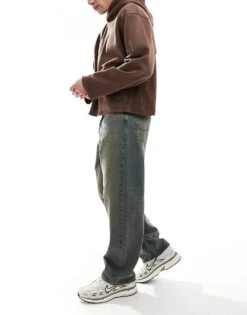 Jack & Jones Alex Baggy Fit Jeans In Blue Green Wash For Men Blue Denim -Men Style Shop 207767998 3