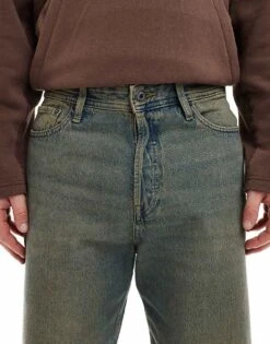 Jack & Jones Alex Baggy Fit Jeans In Blue Green Wash For Men Blue Denim -Men Style Shop 207767998 5