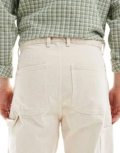 Jack & Jones Alex Baggy Carpenter Fit Jeans In Ecru For Men Antique White -Men Style Shop 207768019 4