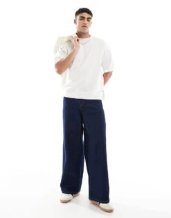 Jack & Jones Premium Oversized Crew Neck Knitted T-shirt In Cream For Men Cloud Dancer -Men Style Shop 207768037 4