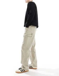 Jack & Jones Alex Baggy Carpenter Fit Jeans In Light Grey Wash For Men Silver Sage -Men Style Shop 207768070 3