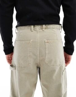 Jack & Jones Alex Baggy Carpenter Fit Jeans In Light Grey Wash For Men Silver Sage -Men Style Shop 207768070 4