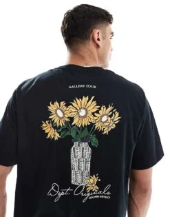 Jack & Jones Oversized T-shirt With Backprint Flowers In Black For Men -Men Style Shop 207768181 1 black 1
