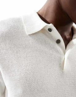 Jack & Jones Premium Texture Button Polo Shirt In White For Men Cloud Dancer -Men Style Shop 207768236 2