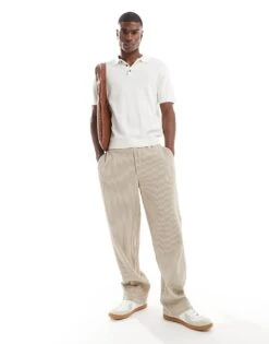 Jack & Jones Premium Texture Button Polo Shirt In White For Men Cloud Dancer -Men Style Shop 207768236 3