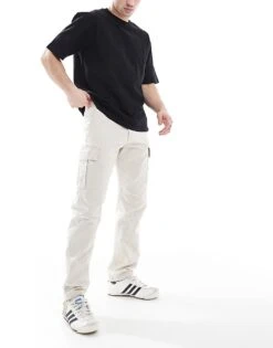 Jack & Jones Loose Fit Cargo Trouser In Beige For Men Moonbeam