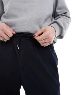 Jack & Jones Tapered Drawstring Smart Trouser In Navy For Men Navy Blazer -Men Style Shop 207848792 2