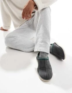 Jack & Jones Mule Slipper In Faux Suede In Grey For Men Castlerock