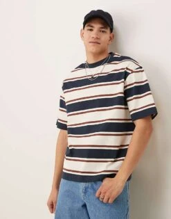 Jack & Jones Selected Homme T-shirt In Navy Stripe For Men Egret -Men Style Shop 208231348 1 egret 1